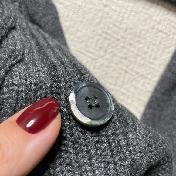 MaxMara Grey Cable Knit Cashmere Hooded Cardigan Sweater L - Picture 5 of 7